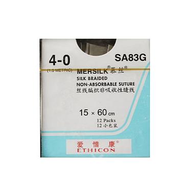 JOSON强生 丝线编制非吸收性缝线 4-0 慕丝 SA83G（12包/盒）