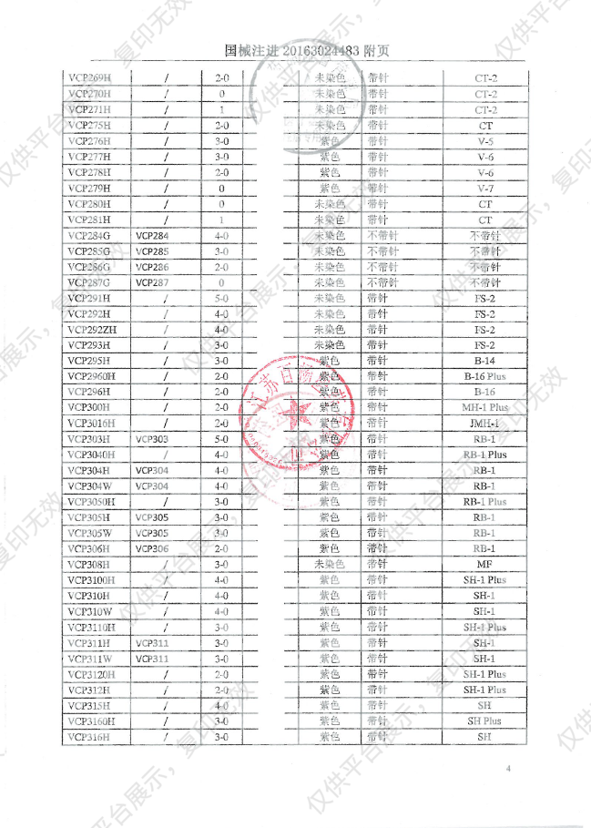 强生JOSON 可吸收性缝线 VCP304H（36包/盒）注册证