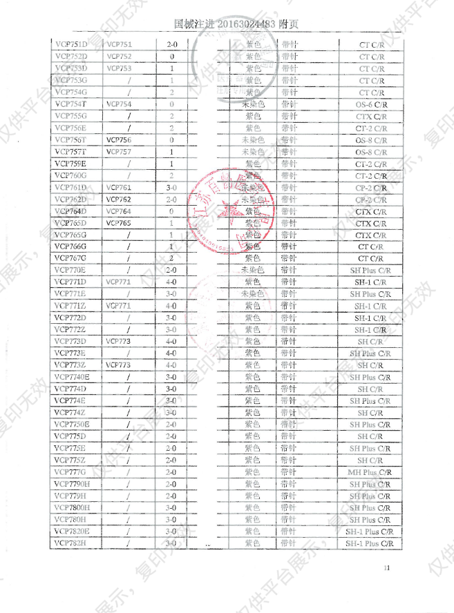 强生JOSON 可吸收性缝线 VCP304H（36包/盒）注册证