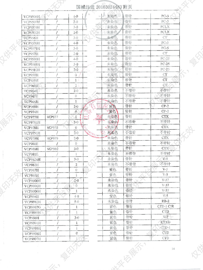 强生JOSON 可吸收性缝线 VCP304H（36包/盒）注册证