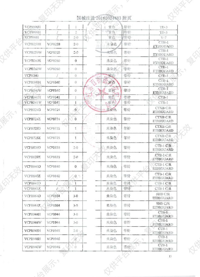 强生JOSON 可吸收性缝线 VCP304H（36包/盒）注册证