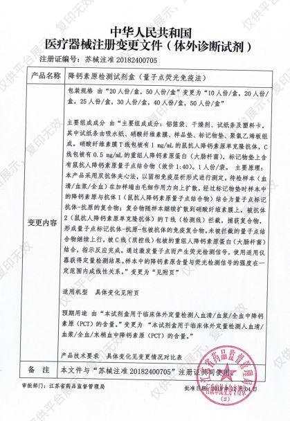 诺唯赞 降钙素原检测试剂盒（量子点荧光免疫法） 20人份/盒注册证