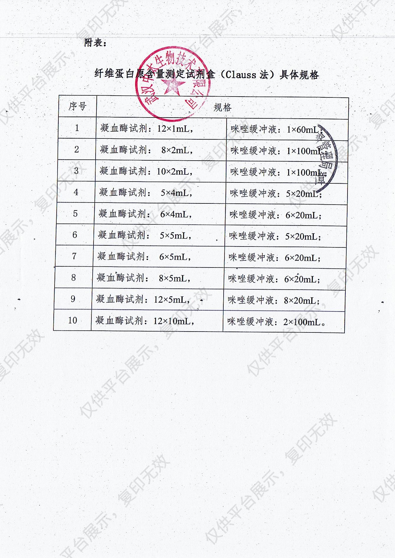 景川诊断 纤维蛋白原含量测定试剂盒（Clauss法） 10x2ml注册证