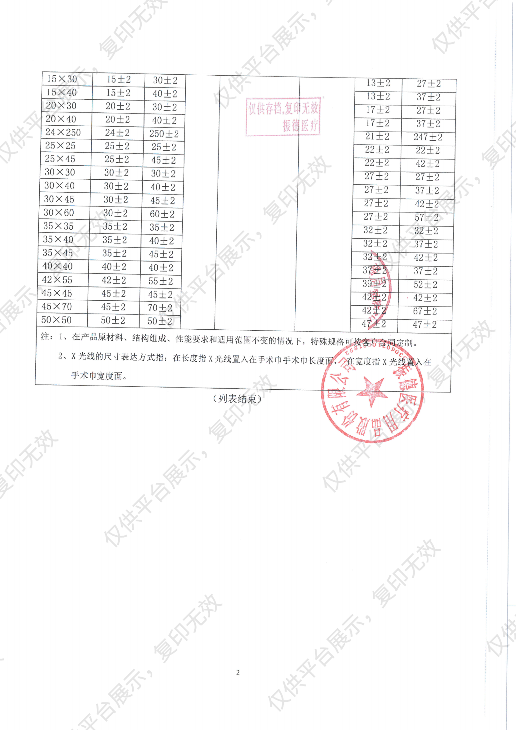 振德 医用手术巾 45×45cm-4p 非灭菌型 带X光线（100片/袋 500片/箱）注册证