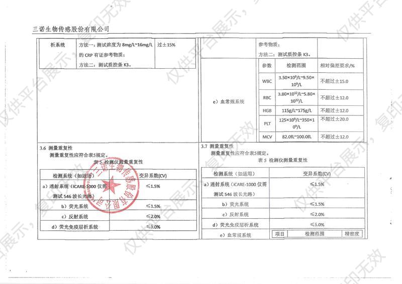 三诺 便携式全自动多功能检测仪 iCARE-2200注册证