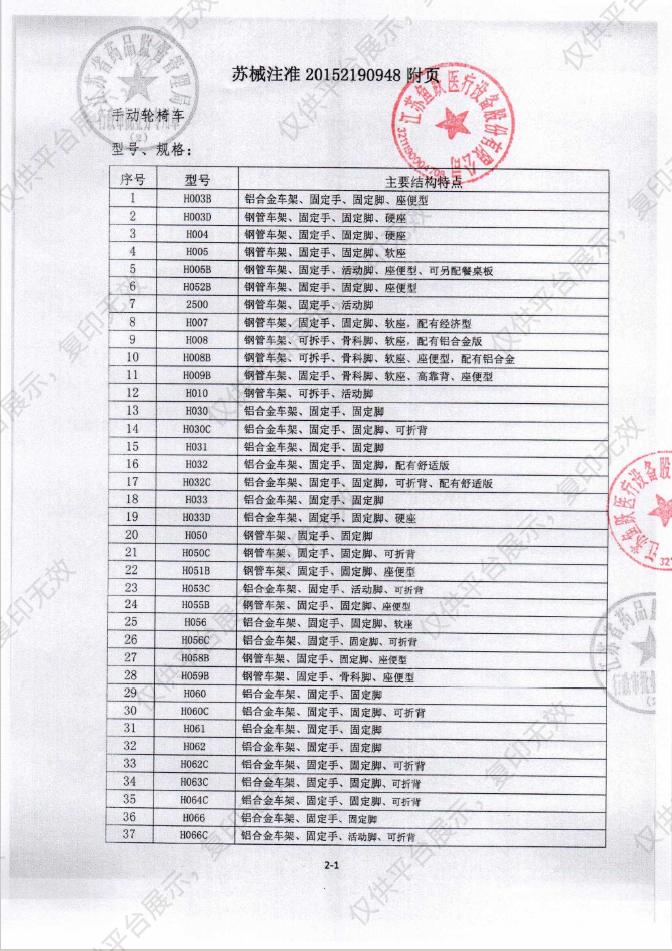 鱼跃yuwell 手动轮椅车 H007(实心胎）注册证