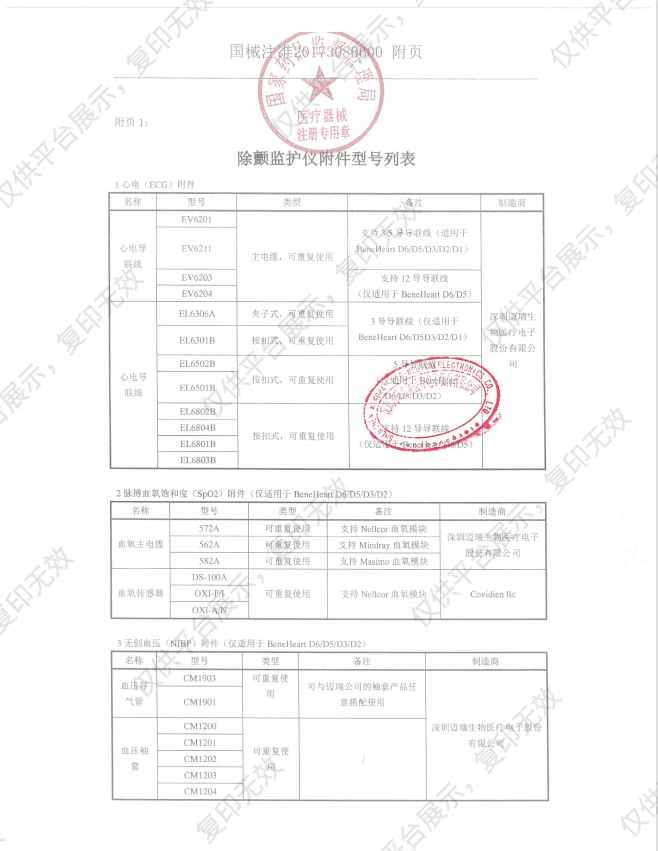 迈瑞Mindray 电极片MR60 适用于BeneHeart D1/D2/D3/D5/D6 (单副装)注册证