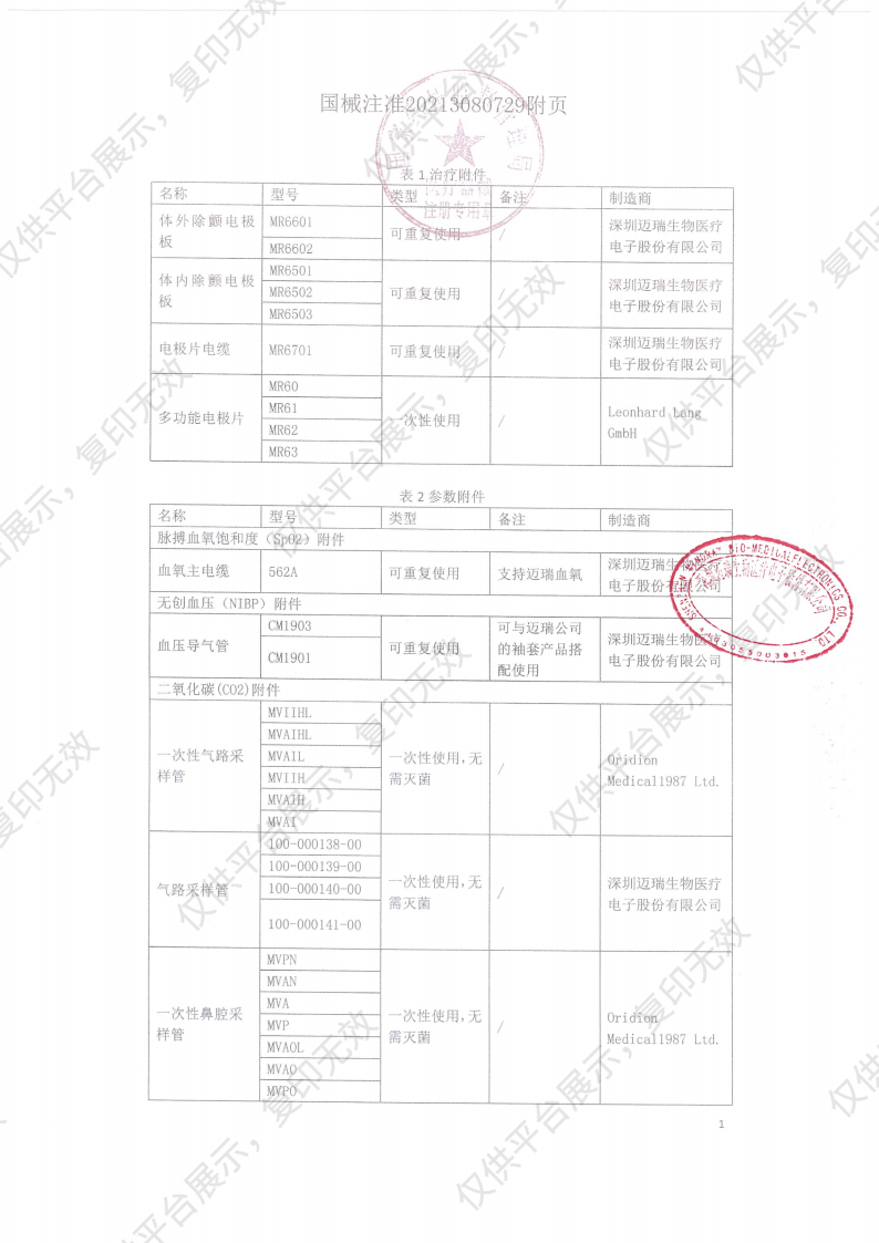 迈瑞 Mindray 体外除颤监护仪 uMED 10A注册证